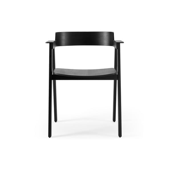 Čierna jedálenská stolička s podrúčkami z dubového dreva Flip – Gazzda-image-2