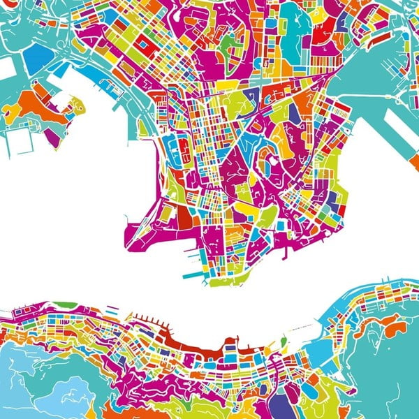 Obraz Homemania Maps Hongkong, 60 × 60 cm