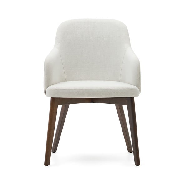 Krémovobiele čalúnené jedálenské kreslo s podrúčkami Nelida – Kave Home-image-4