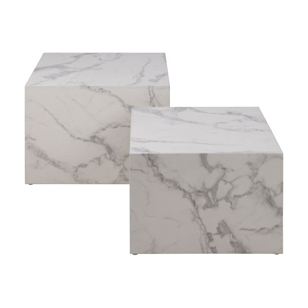 Biele konferenčné stolíky v dekore mramoru v súprave 2 ks 58x58 cm Dice – Actona-image-4