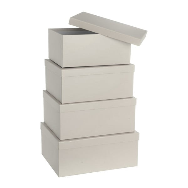 Kartónové úložné boxy v súprave 10 ks s vekom Greige – Casa Selección