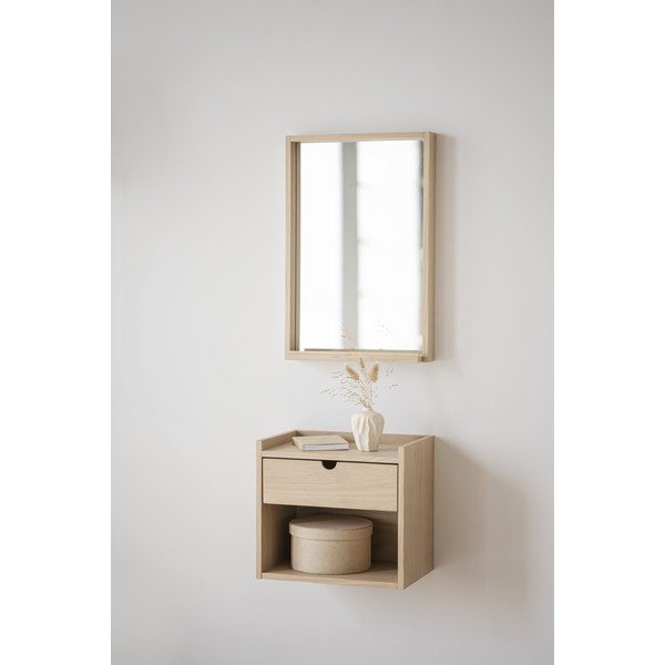 Závesný/s poličkami nočný stolík z dubového dreva v prírodnej farbe Hillmond – Rowico-image-1