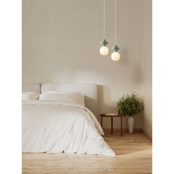 Biele/svetlozelené keramické závesné svietidlo so skleneným tienidlom ø 18 cm Clio – Nova Luce-image-4
