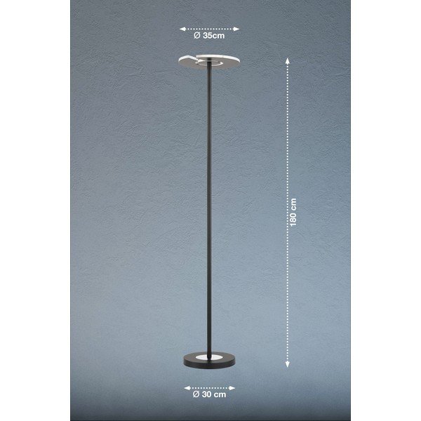 Čierna LED stmievateľná stojacia lampa so skleneným tienidlom (výška 180 cm) Dent – ​​Fischer & Honsel-image-2
