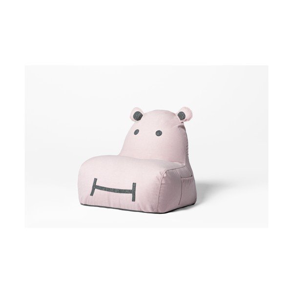 Svetloružový detský sedací vak Hippo – The Brooklyn Kids-image-1