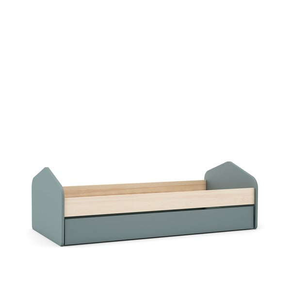 Detská posteľ v dekore borovice s výsuvným lôžkom s úložným priestorom s roštom 90x200 cm v prírodnej farbe/sivozelená Estefania – Marckeric-image-3