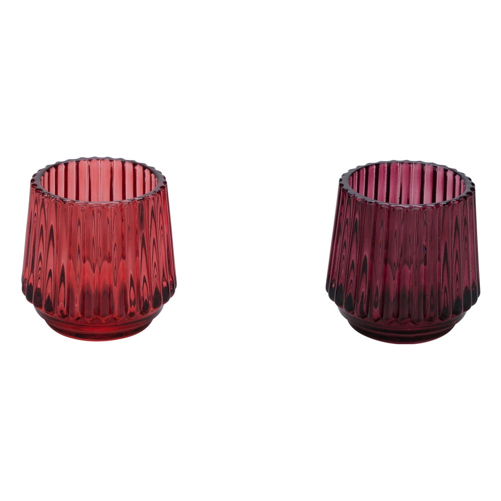 Súprava 2 červených sklenených svietnikov na čajovú sviečku Ego Dekor, ø 7 cm