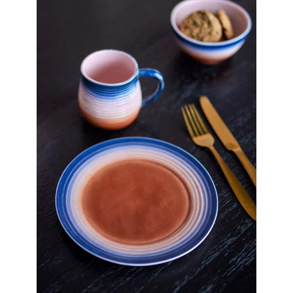 Modré/oranžové dezertné kameninové taniere v súprave 4 ks ø 20,5 cm Tatum – Bloomingville-image-1