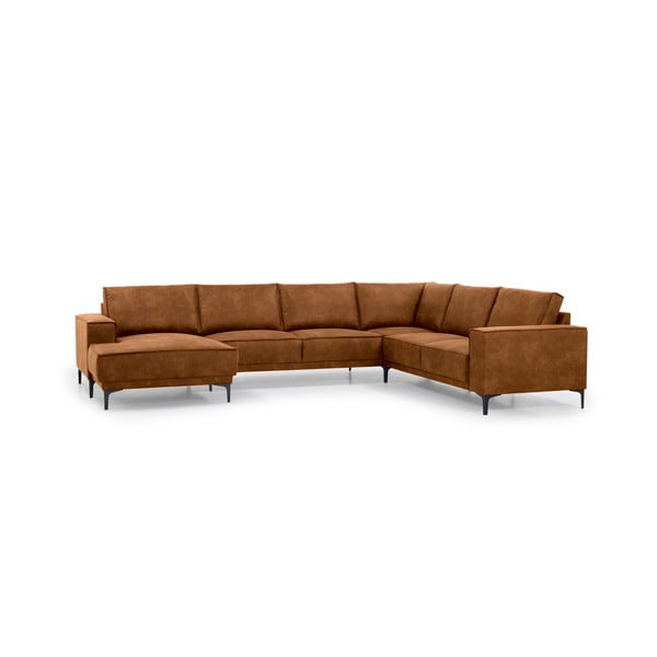 Koňakovohnedá rohová pohovka z imitácie kože (ľavý roh/do "U") Copenhagen – Scandic-image-2