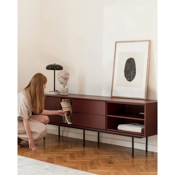 Vínovočervený TV stolík 189x61x42 cm Mod – noo.ma-image-1