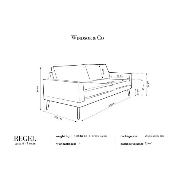 Svetlosivá trojmiestna pohovka Windsor & Co Sofas Rigel-image-4