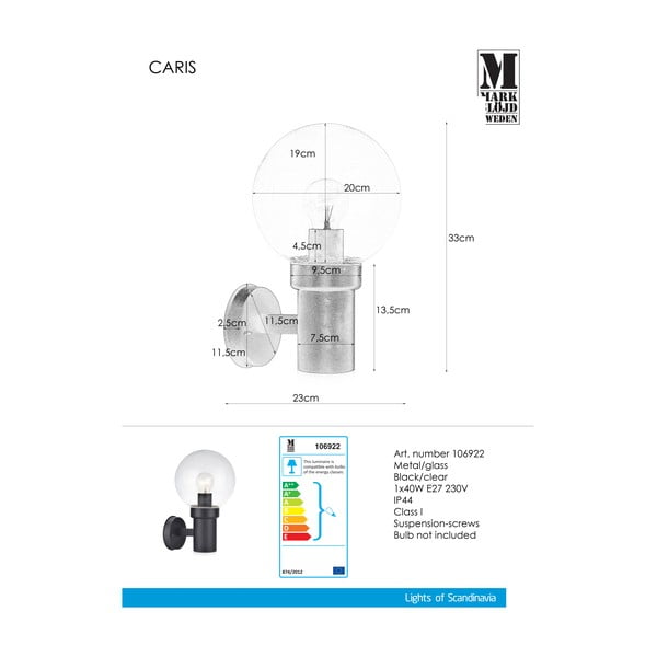 Čierne nástenné svietidlo Markslöjd Caris-image-2