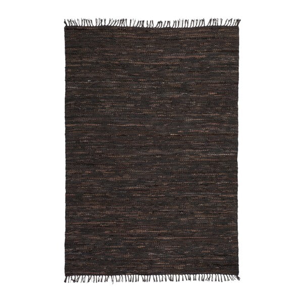 Tmavohnedý kožený koberec Rajpur, 70x190cm
