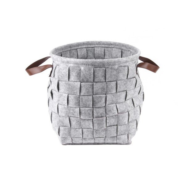Sivý úložný koš s koženými úchytmi PT LIVING Storage, ⌀ 34 cm