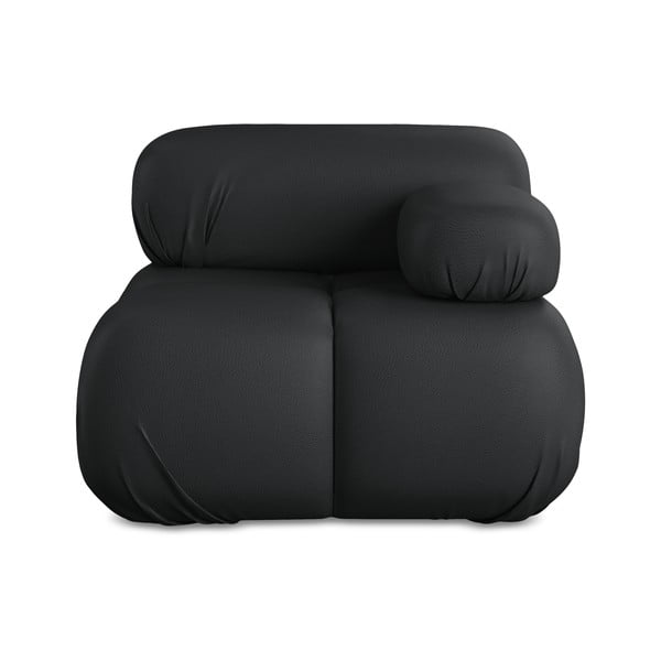 Čierny modul pohovky z imitácie kože (pravý roh) Lokua – Makamii