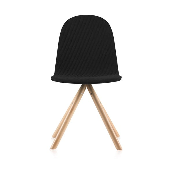 Čierna stolička s prírodnými nohami IKER Mannequin Stripe