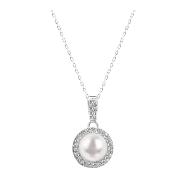 Strieborný náhrdelník s bielou perlou a zafírmi GemSeller Gent