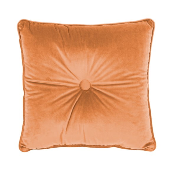 Oranžový vankúš Tiseco Home Studio Velvet Button, 45 x 45 cm
