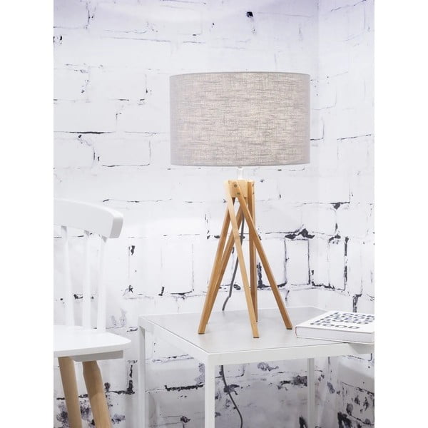 Stolová lampa s béžovým tienidlom a konštrukciou z bambusu Good&Mojo Kilimanjaro-image-1