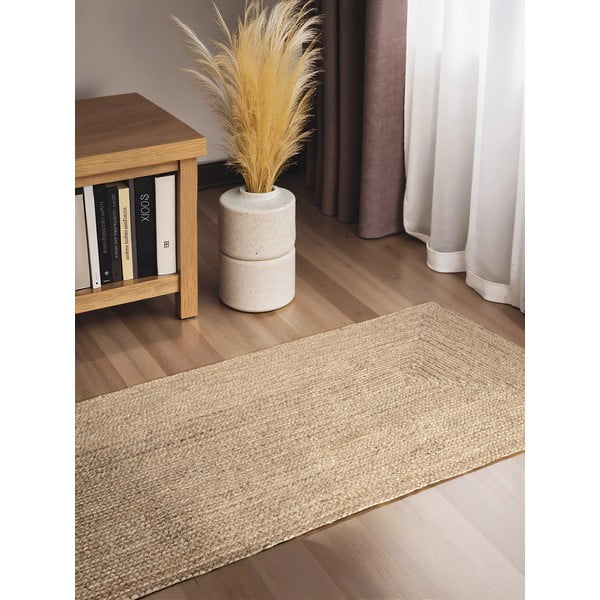 Obojstranný/ručne tkaný jutový behúň vo svetloprírodnej farbe 80x200 cm Sharmila Natural White – Hanse Home-image-1