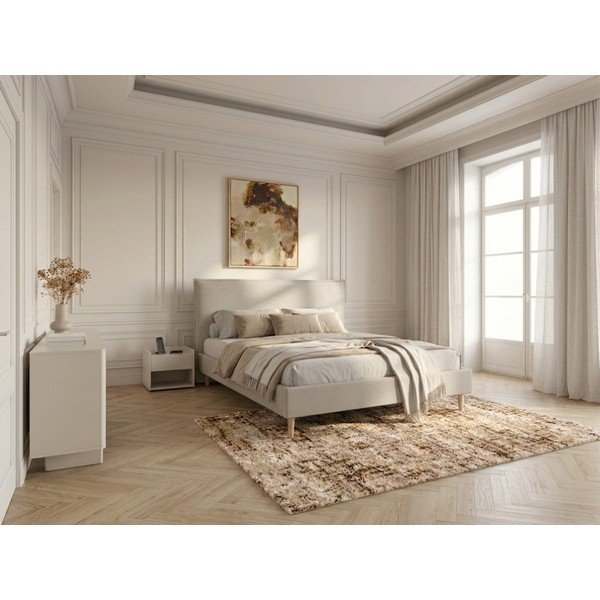 Béžová dvojlôžková posteľ Bobochic Paris Sary Light, 160 x 200 cm-image-1