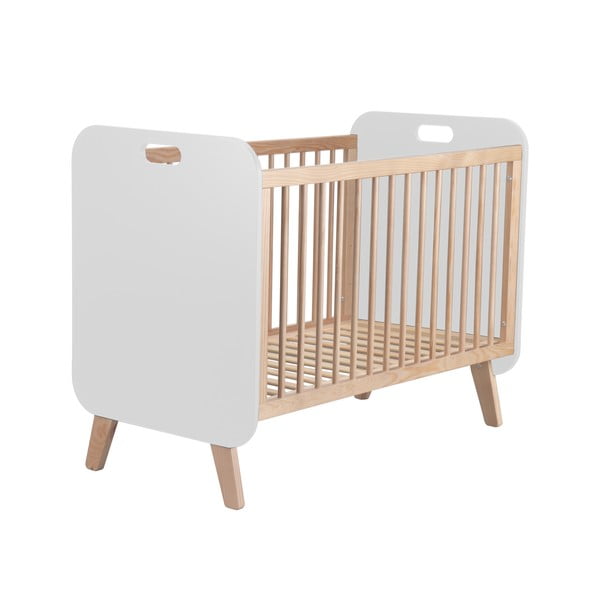 Biela/prírodná postieľka v dekore borovice 60x120 cm Paris - Marckeric