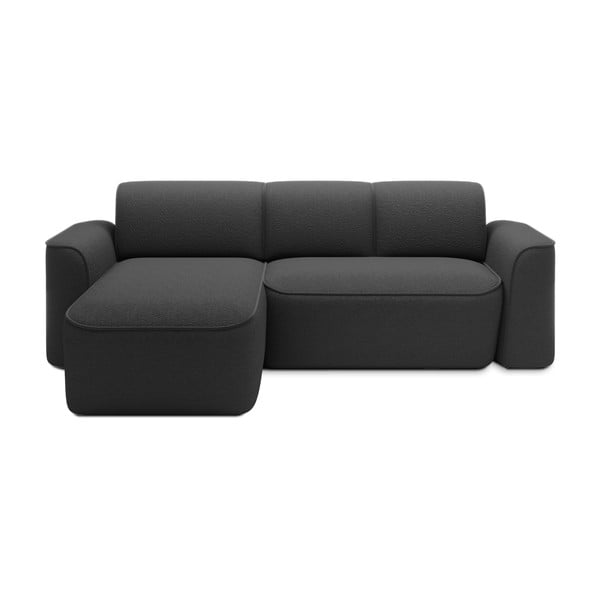 Antracitová rohová pohovka z textílie buklé (ľavý roh/s leňoškou) Ume – ELTAP