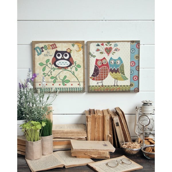 Nástenná dekorácia Owls, 2 ks