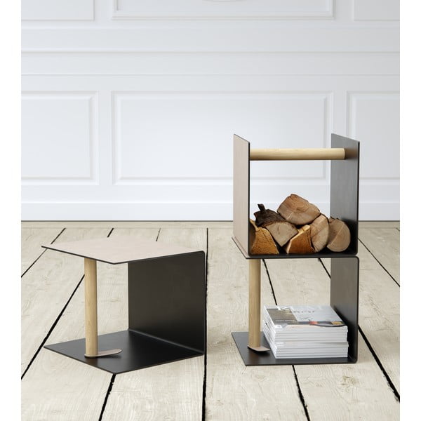 Čierny/sivý dekoratívny kovový/z eko kože úložný box 32x38x31 cm Bull – LIND DNA-image-1