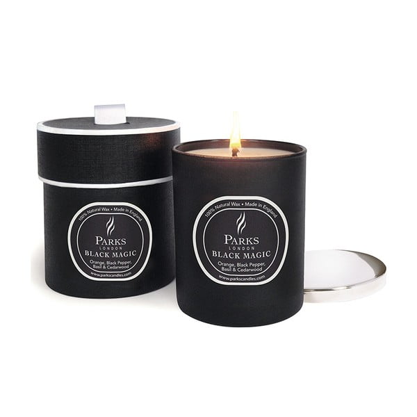 Sviečka s vôňou pomaranča, čierneho korenia a cédra Parks Candles London Magic, 45 hodín horenia