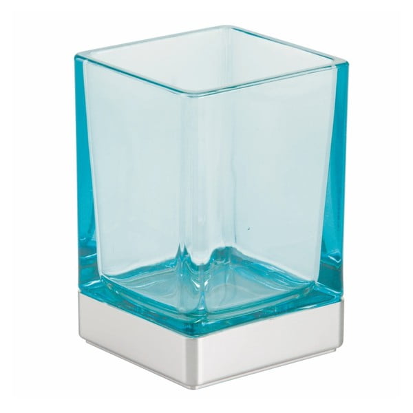Modrý sklenený kúpeľňový pohárik InterDesign
