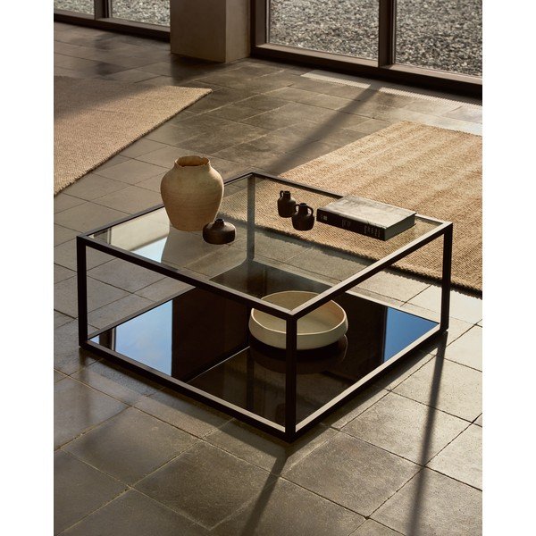 Čierny konferenčný stolík Kave Home Green Hill, 80 x 80 cm-image-1