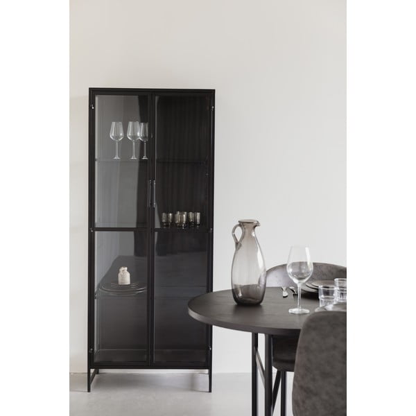 Čierna kovová vitrína 70x170x35 cm Rob – White Label-image-1