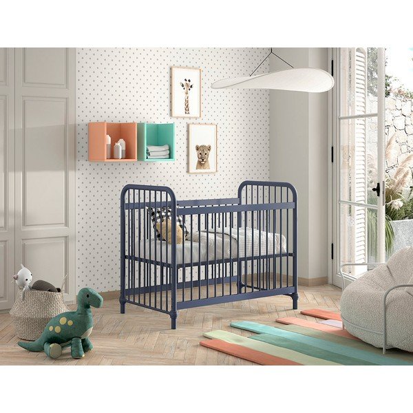 Modrá kovová postieľka 60x120 cm BRONXX – Vipack-image-3