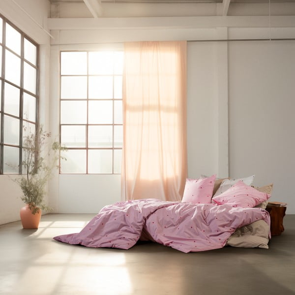 Ružové obliečky na dvojlôžko/predĺžené z bavlneného perkálu 200x220 cm Daisy – JUNA-image-4