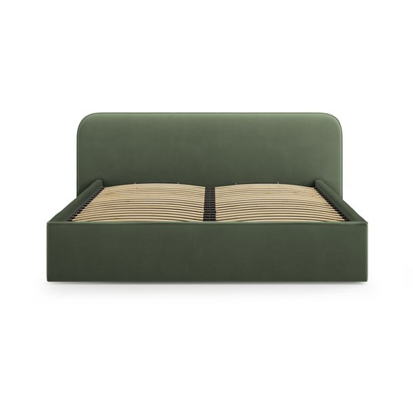 Zelená čalúnená dvojlôžková posteľ s úložným priestorom s roštom 160x200 cm Elizabeth – Micadoni-image-3