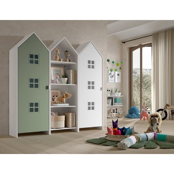 Bielo-zelená otvorená detská šatníková skriňa 173x171,5 cm CASAMI BRUGES – Vipack-image-1