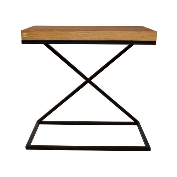 Čierny odkladací stolík s doskou z dubového dreva Take Me HOME, 50 × 30 cm