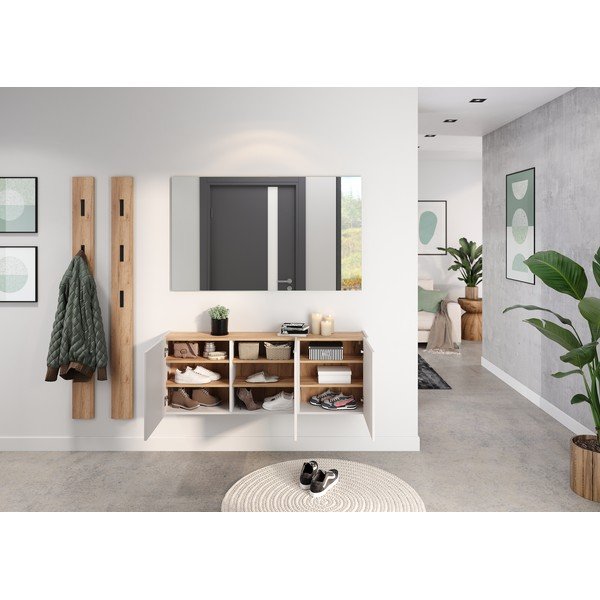 Krémová závesná skrinka v dekore duba 138x52x25 cm Libbiano – Germania-image-4