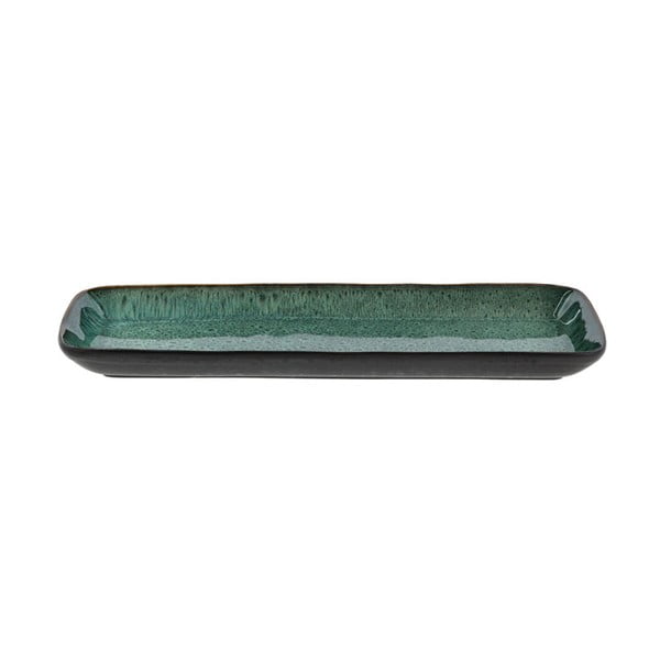 Čierno-zelená kameninová servírovacia tácka Bitz, 38 x 14 cm