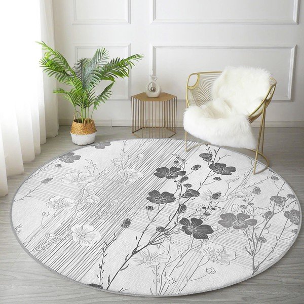 Sivý prateľný okrúhly koberec vhodný pre robotické vysávače ø 80 cm Comfort – Mila Home-image-1