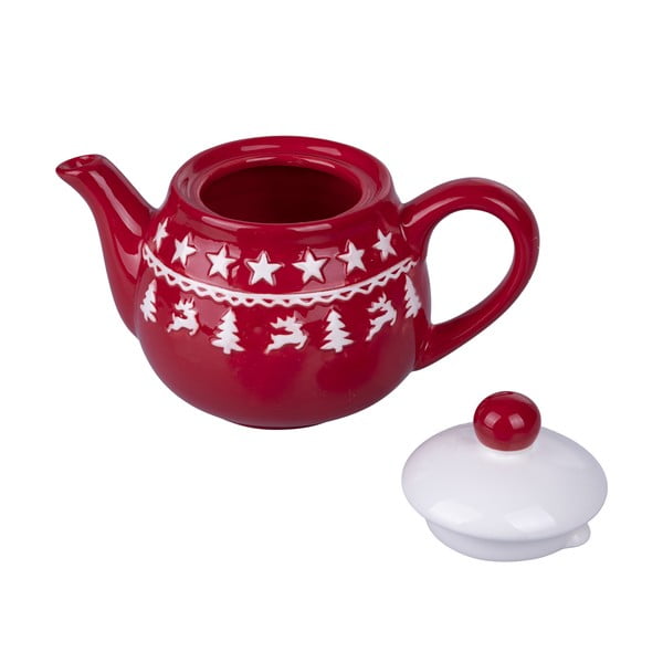 Červeno-biela vianočná keramická kanvica na čaj 520 ml Xmas - VDE Tivoli 1996
