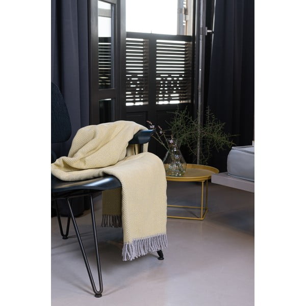 Svetložltý pléd s podielom bavlny Euromant Skyline II, 140 x 180 cm-image-3