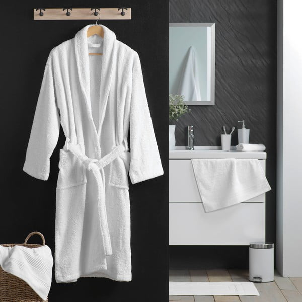 Biely bavlnený župan veľkosť M Tendresse – douceur d'intérieur-image-1