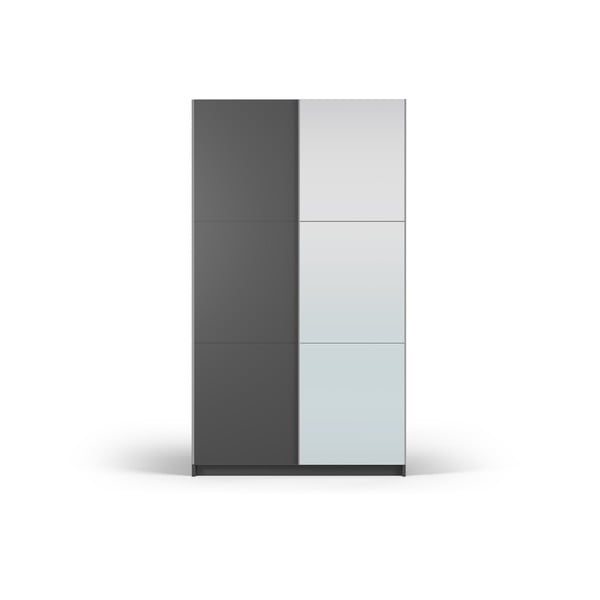 Tmavosivá šatníková skriňa so zrkadlom a s posuvnými dverami 122x215 cm Lisburn - Cosmopolitan Design