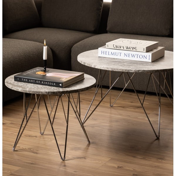 Mramorový okrúhly odkladací stolík ø 55 cm Prunus – Actona-image-1