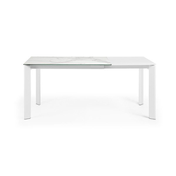 Rozkladací jedálenský stôl s prídavnou doskou s doskou v dekore mramoru 80x120 cm Axis – Kave Home-image-4