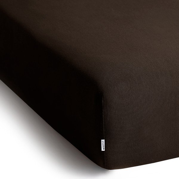 Tmavohnedá napínacia plachta jersey 160x200 cm Amber – Restilo-image-2