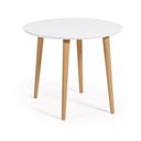 Biely okrúhly rozkladací jedálenský stôl s bielou doskou ø 90 cm Oqui – Kave Home