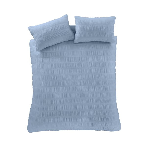Modré krepové obliečky na dvojlôžko 200x200 cm Seersucker – Catherine Lansfield-image-2